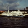 The former cruise ferry Royal Iris (1951) in service. She is now derelict and half sunk on the Thames.